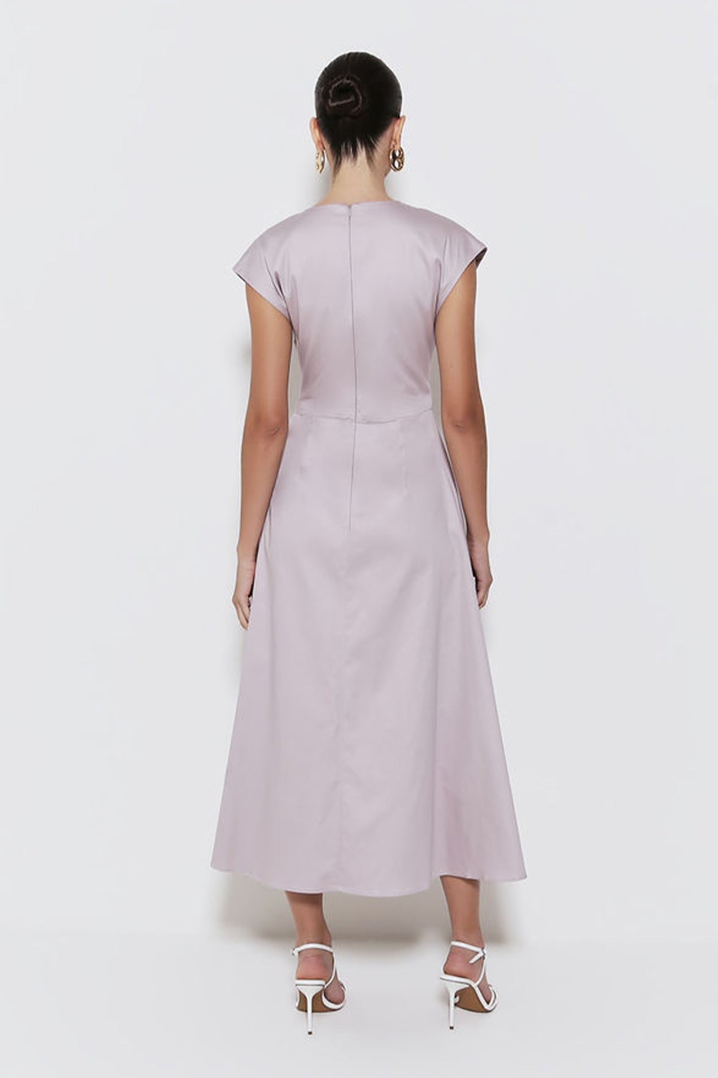 VESTIDO MIDI COM MANGA E SAIA AMPLA LILAC