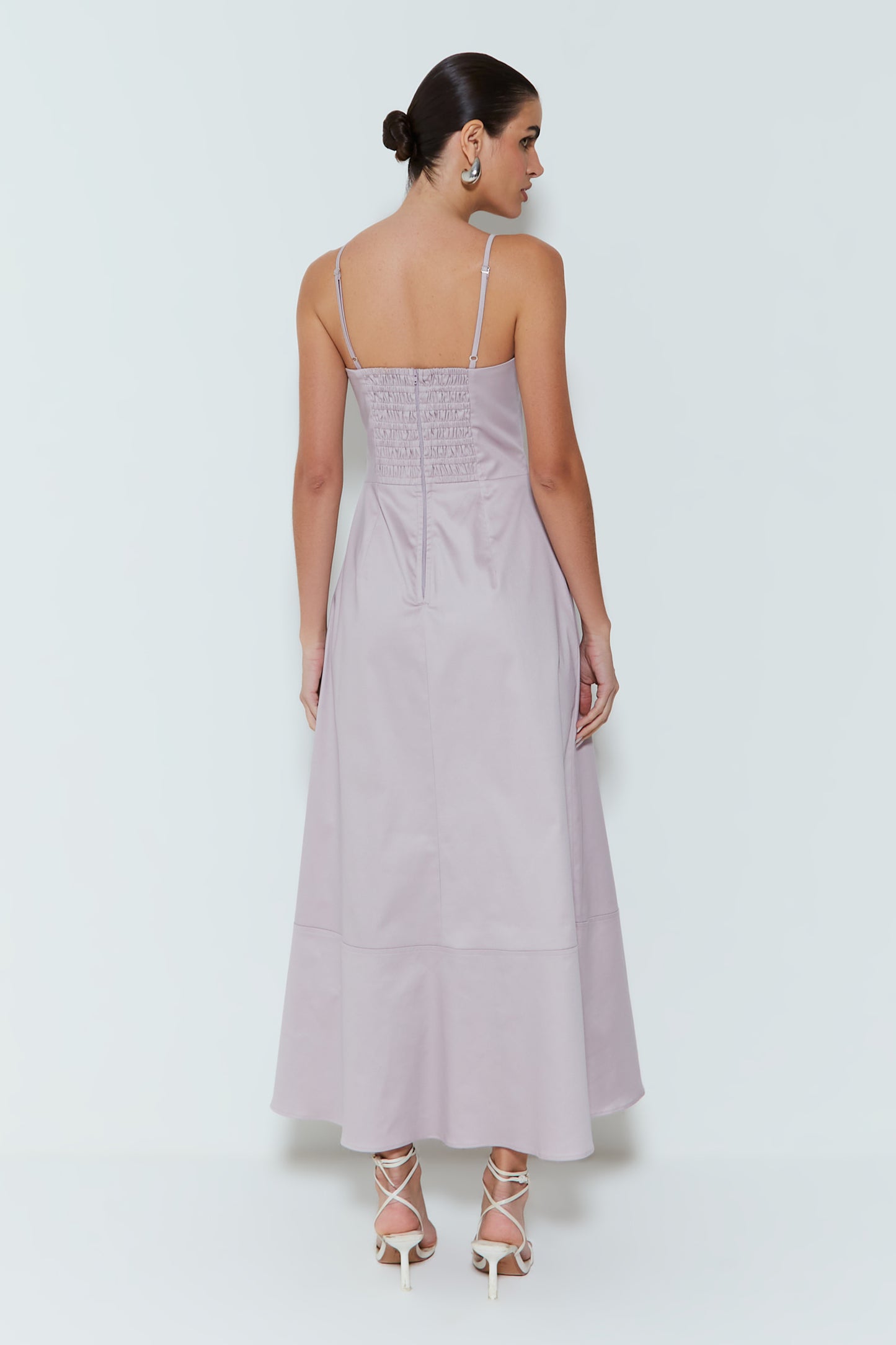 VESTIDO MIDI ESTRUTURADO COM DECOTE CORACAO LILAC