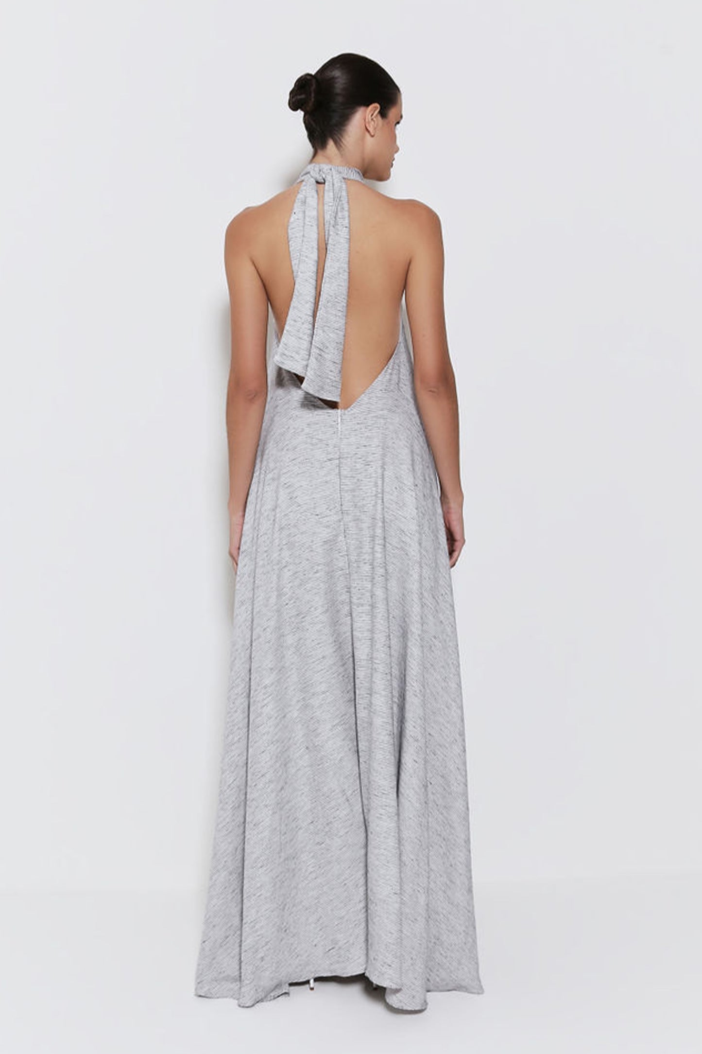 VESTIDO LONGO TUNICA COM ABERTURA FRONTAL E AMARRACAO AZUL