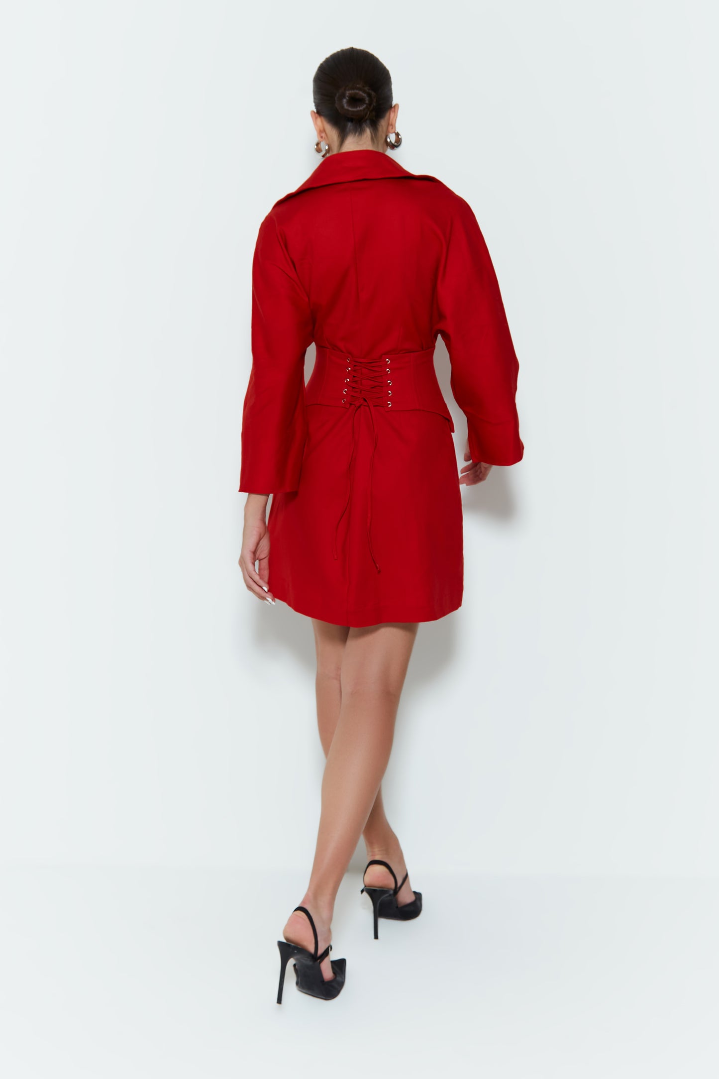 VESTIDO MIDI CAMISA COM DECOTE V VERMELHO