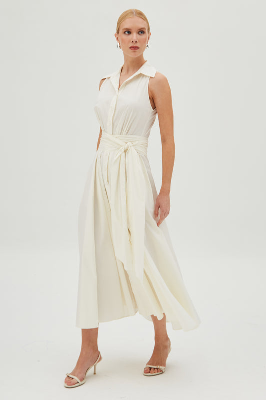 CHEMISE COM FAIXA PARA AMARRACAO E BOTOES CREME