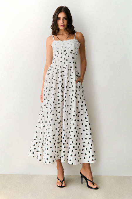 VESTIDO MIDI RECORTES PESPONTADOS CINTURA RENDA BUSTO FUNDO OFF COM PRETO