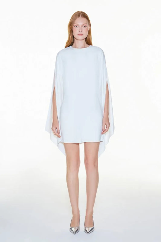 VESTIDO CURTO MANGAS FLUIDAS OFF WHITE