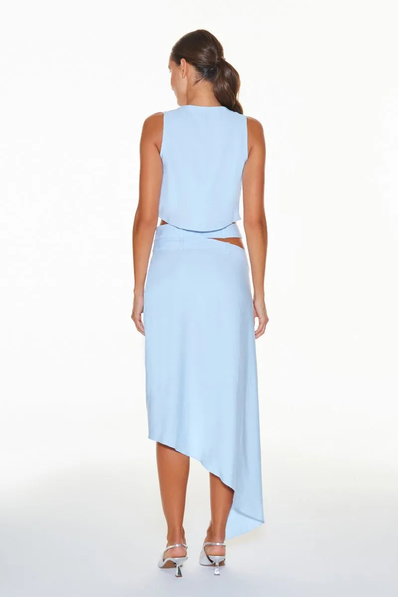 SAIA CURTA COS DUPLO AZUL CELESTE