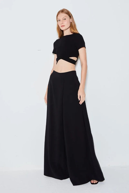 CALÇA PANTALONA VISTA ASSIMETRICA PRETO