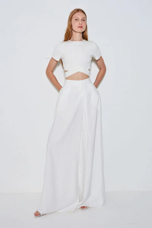 CALÇA PANTALONA VISTA ASSIMETRICA OFF WHITE