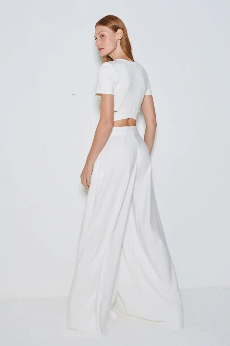 CALÇA PANTALONA VISTA ASSIMETRICA OFF WHITE