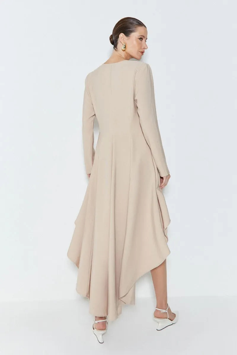 VESTIDO MULLET MANGA COMPRIDA KAKI DESERTO