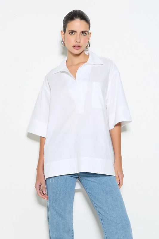 CAMISA MANGA CURTA COM BOLSO FRONTAL OFF WHITE