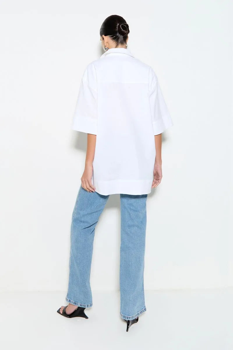 CAMISA MANGA CURTA COM BOLSO FRONTAL OFF WHITE