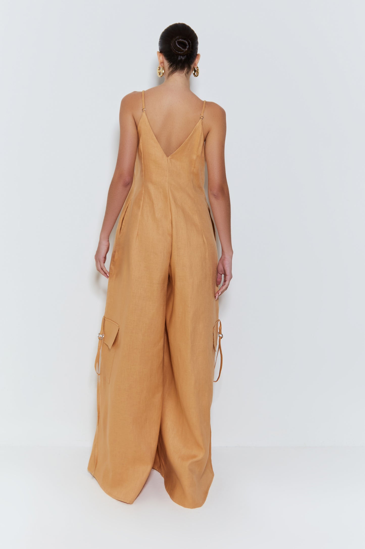 MACACAO DE ALCA FINA COM BOLSOS LATERAIS PANTALONA LARANJA PESSEGO