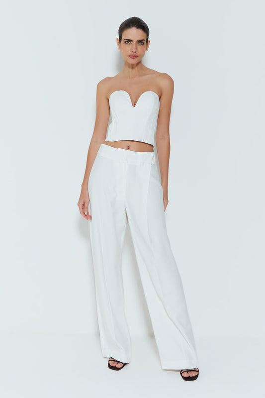 CALÇA RETA COM DETALHE FRENTE OFF WHITE
