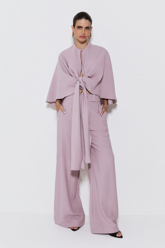 CALÇA PANTALONA ALFAIATARIA COM COS TRASNPASSADO LILAC