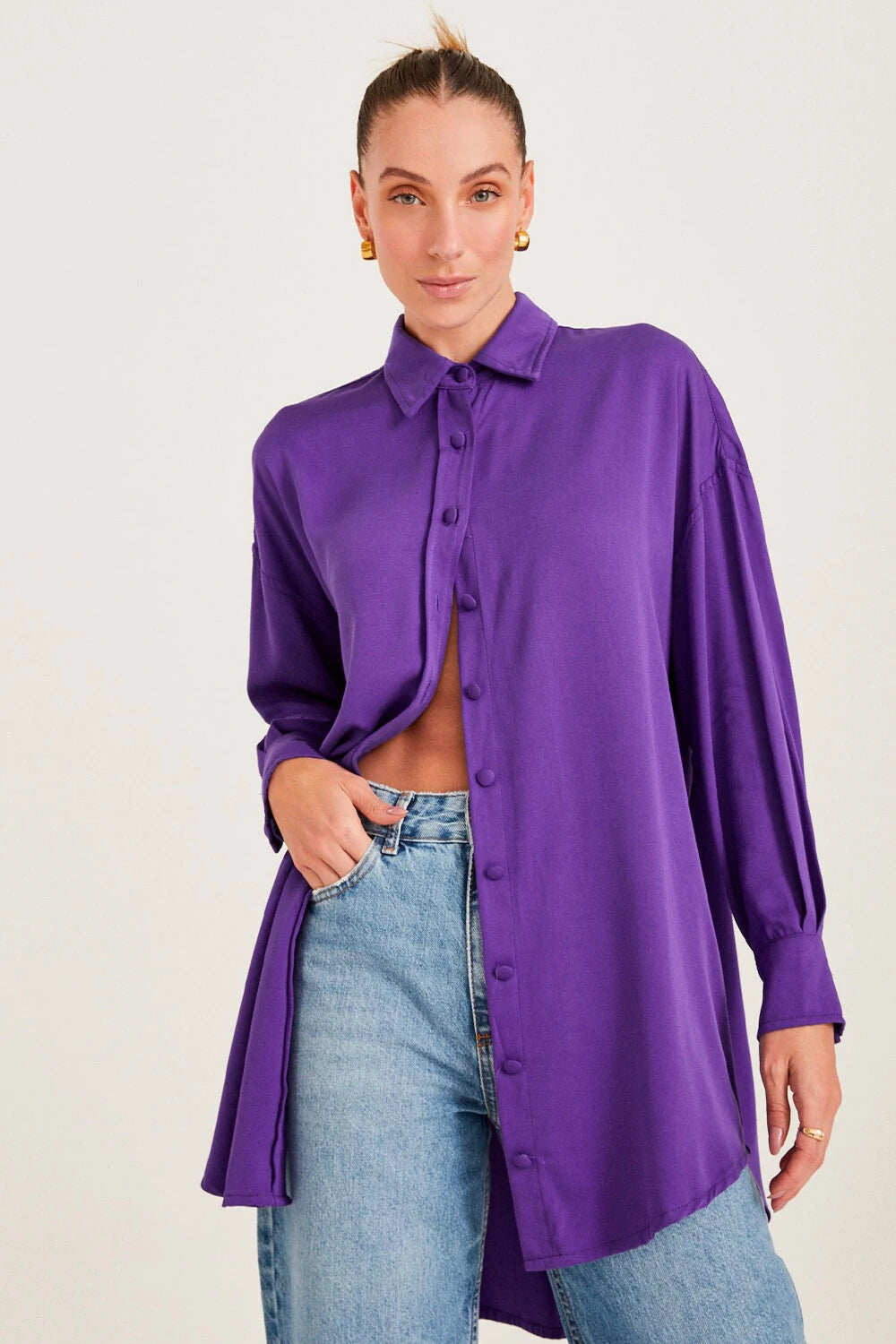 CAMISA MANGA LONGA CLASSICA OVERSIZED ROXO – Zen Oficial