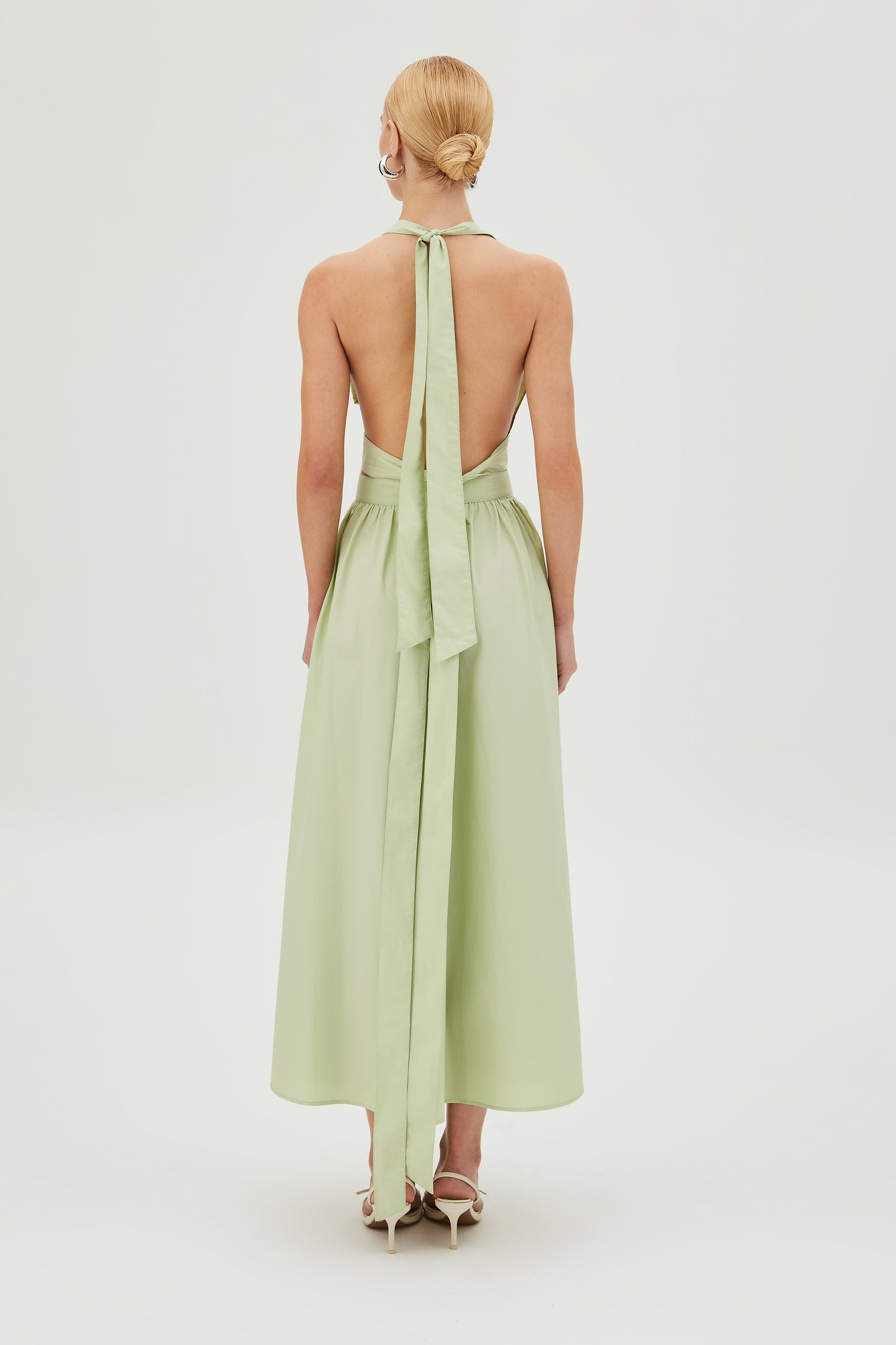 SAIA MIDI AMPLA COM BOTOES FRONTAL VERDE MENTA CLARO