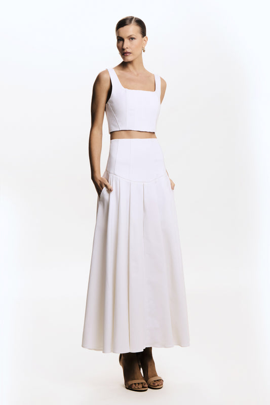 SAIA MIDI ESTRUTURADA COS LARGO BARRA AMPLA OFF WHITE