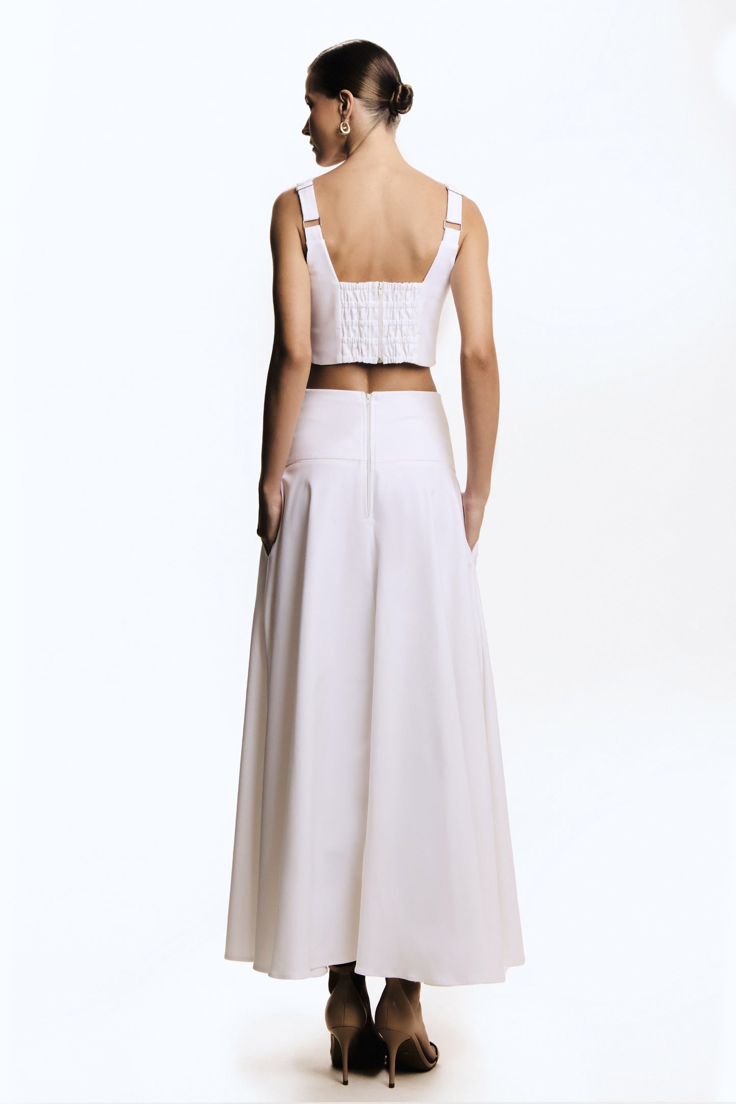 SAIA MIDI ESTRUTURADA COS LARGO BARRA AMPLA OFF WHITE