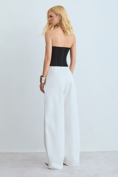 CALCA BAGGY PREGA FRONTAL RECORTE V COSTAS OFF WHITE