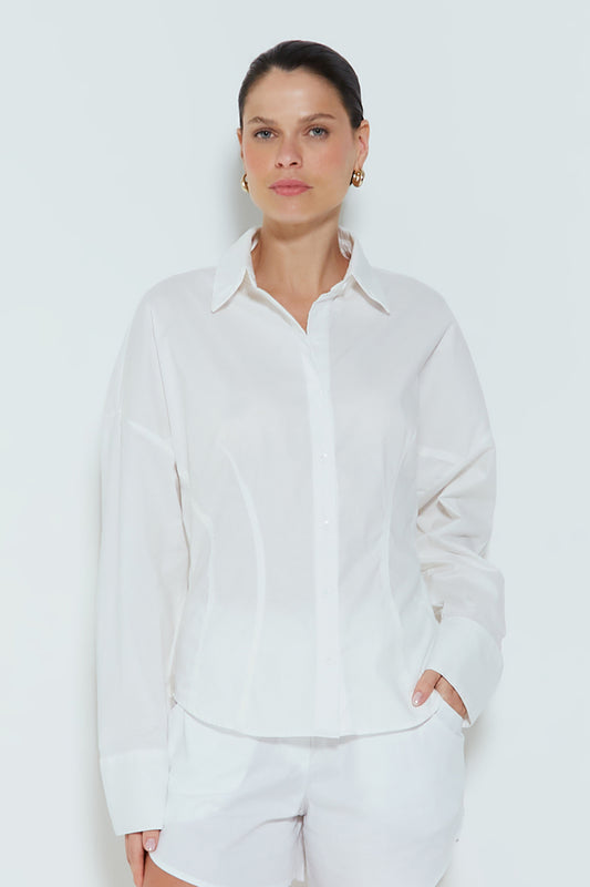 CAMISA MANGA LONGA ESTRUTURADA OFF WHITE