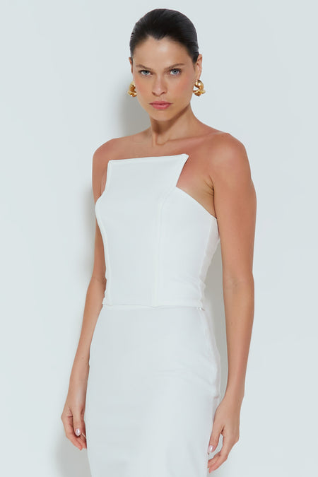 CROPPED TOMARA QUE CAIA ESTRUTURADO COM DECOTE QUADRADO OFF WHITE