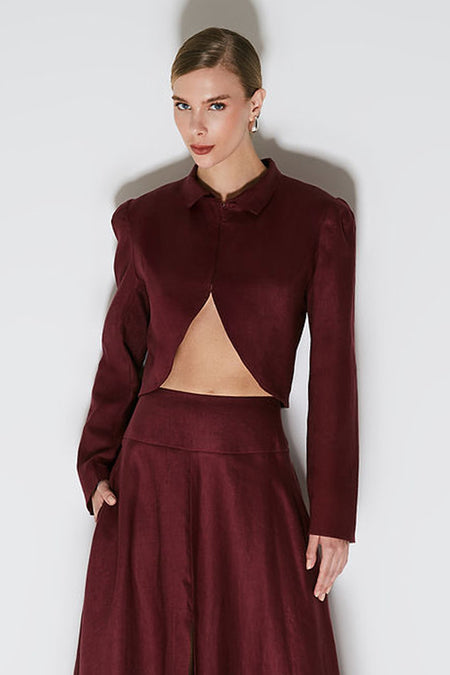 BLAZER CURTO COM ABERTURA ASSIMETRICA VINHO