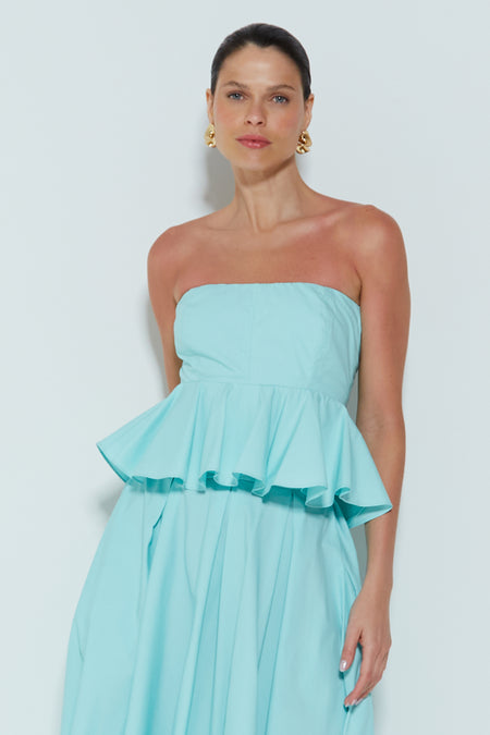 CROPPED TOMARA QUE CAIA COM BABADO VERDE LAGOA