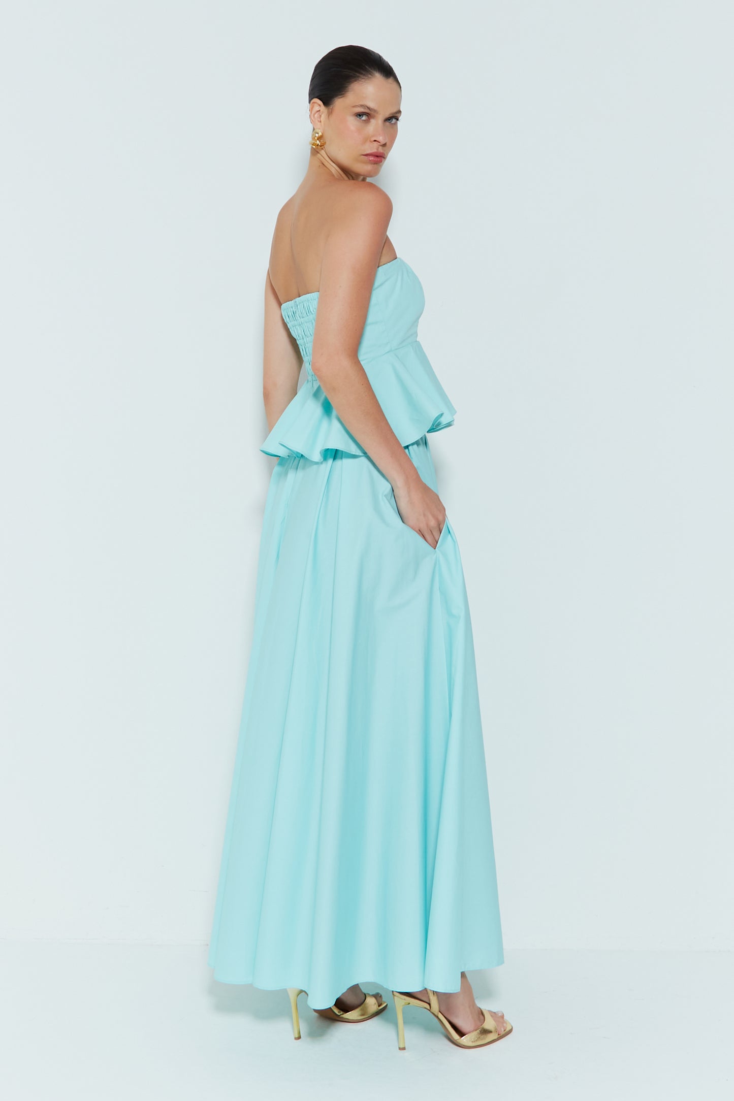 CROPPED TOMARA QUE CAIA COM BABADO VERDE LAGOA