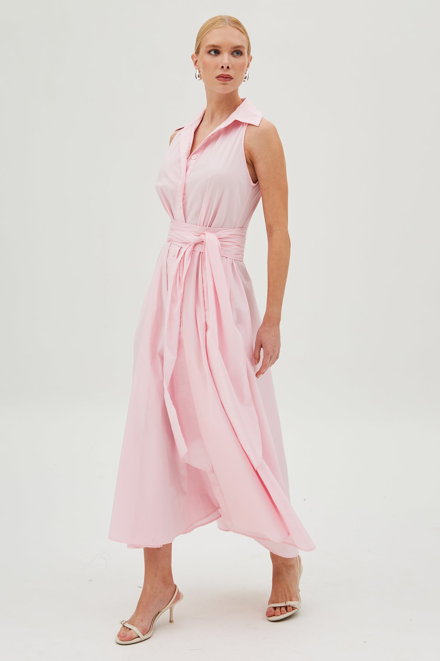 CHEMISE COM FAIXA PARA AMARRACAO E BOTOES ROSA BEBE