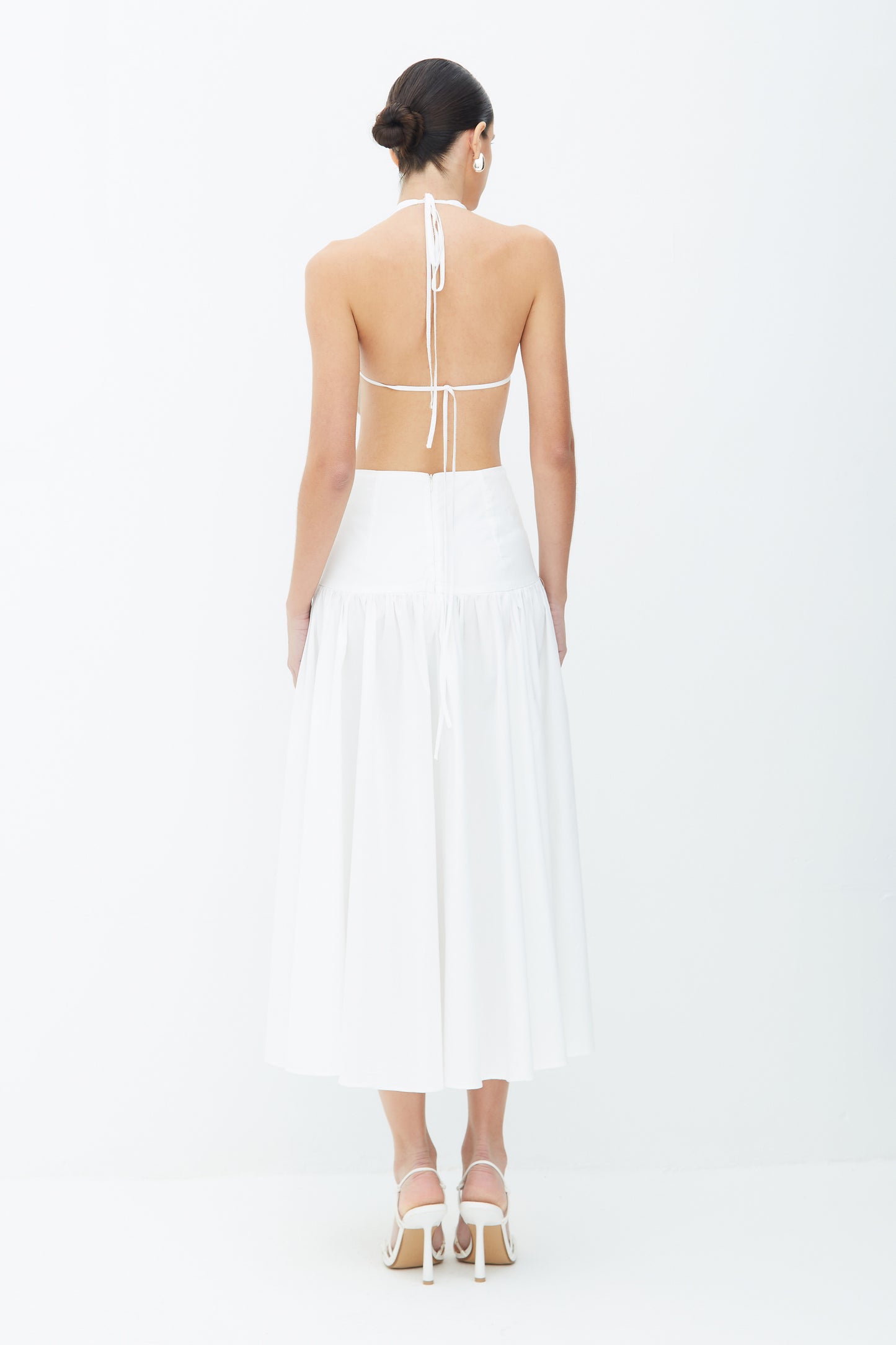 VESTIDO MIDI FRENTE UNICA TORCAO FRONTAL E AMARRACAO OFF WHITE