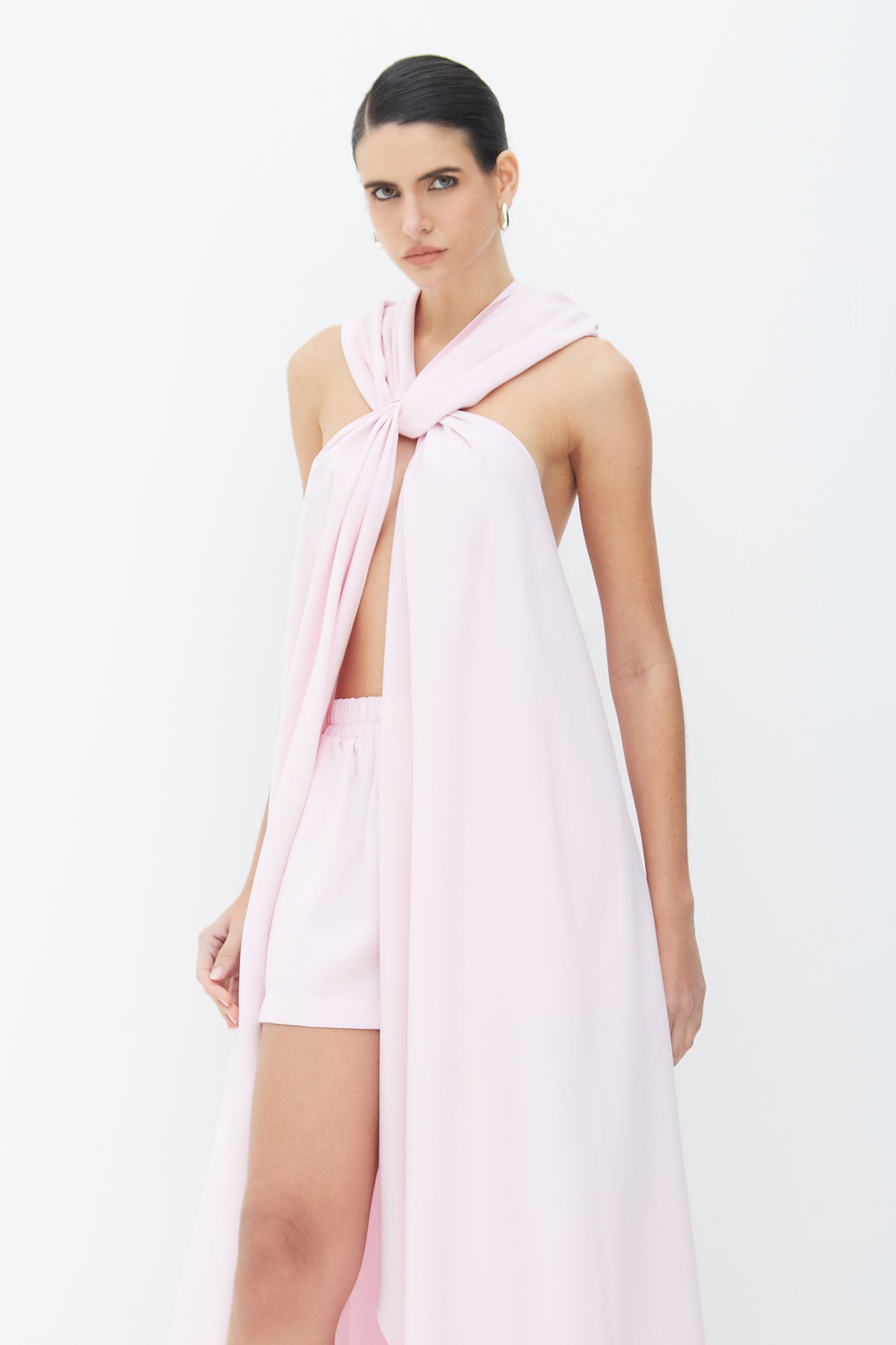 TUNICA FLUIDA COM AMARRACAO ROSA BEBE