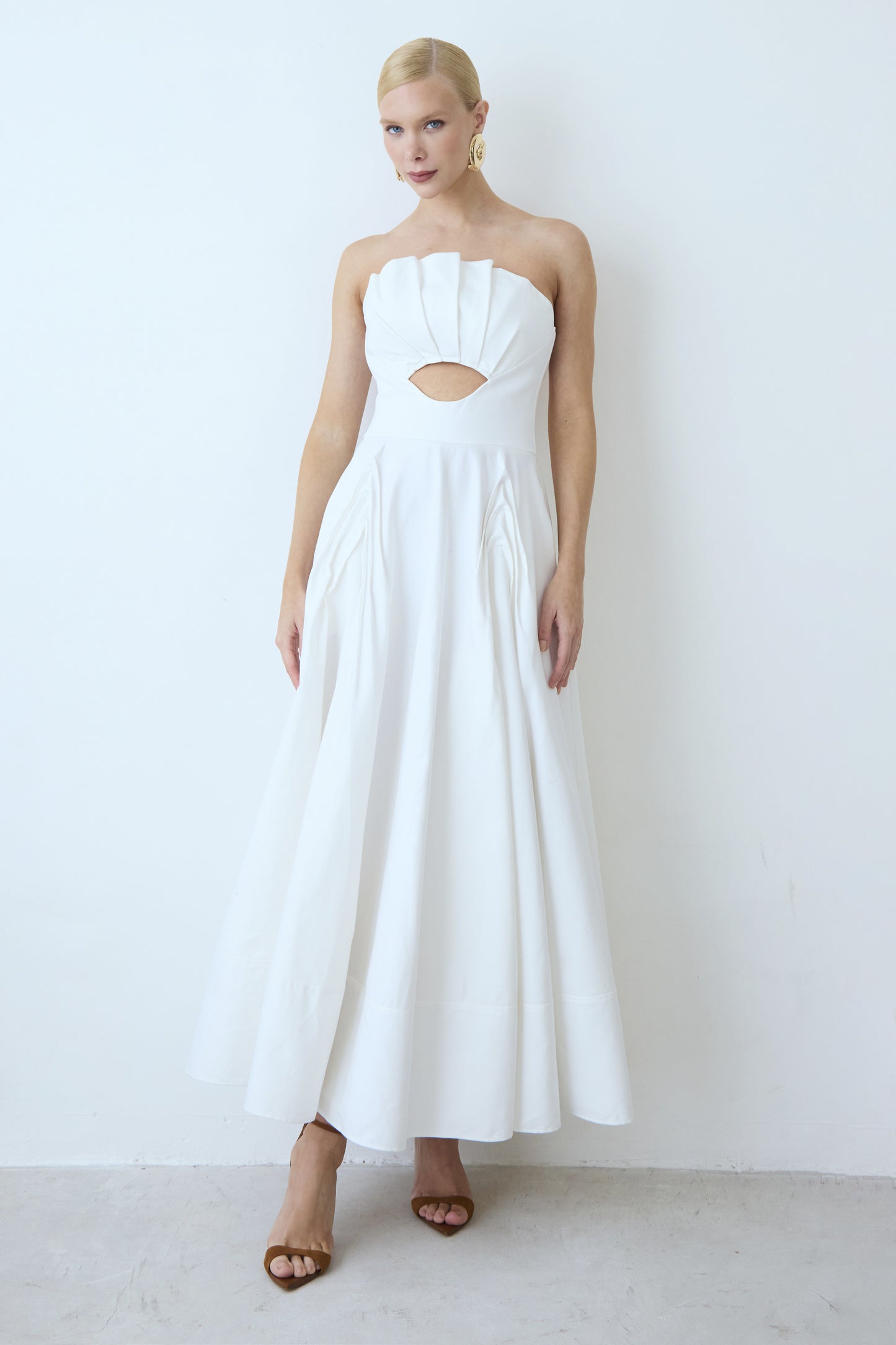 VESTIDO MIDI SOBREPOSICAOO ESTRUTURADA BUSTO OFF WHITE