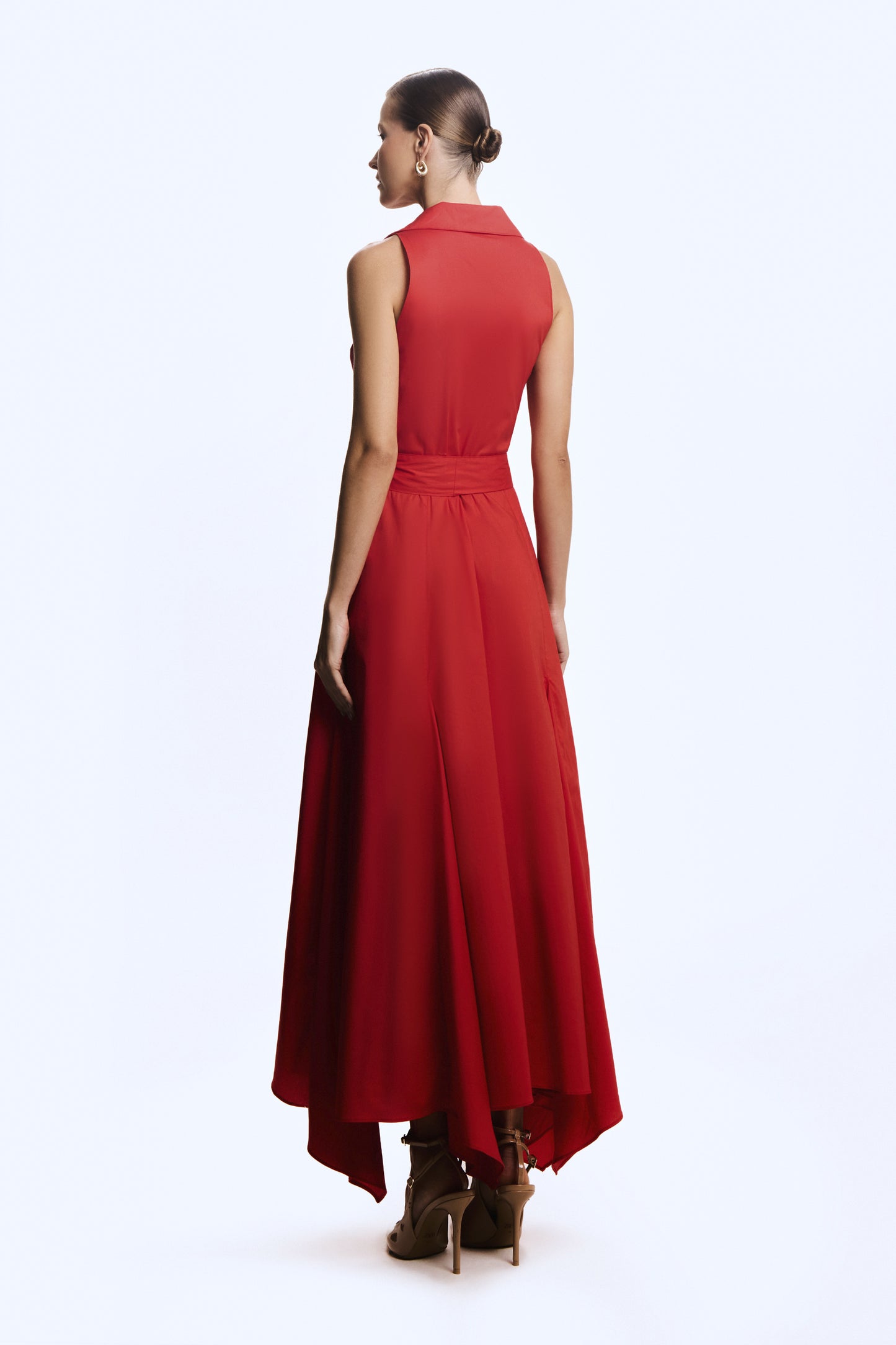 VESTIDO MIDI TRANSPASSADO COM FAIXA PARA AMARRACAO VERMELHO