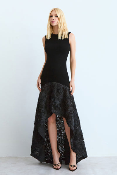 VESTIDO MULLET COM BARRA EM RENDA PRETO