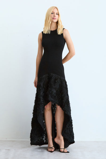 VESTIDO MULLET COM BARRA EM RENDA PRETO