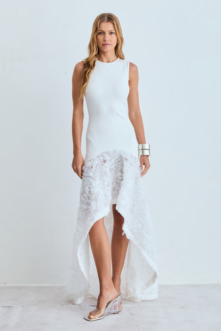 VESTIDO MULLET COM BARRA EM RENDA OFF WHITE