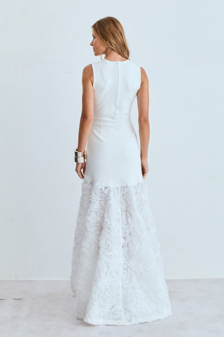 VESTIDO MULLET COM BARRA EM RENDA OFF WHITE