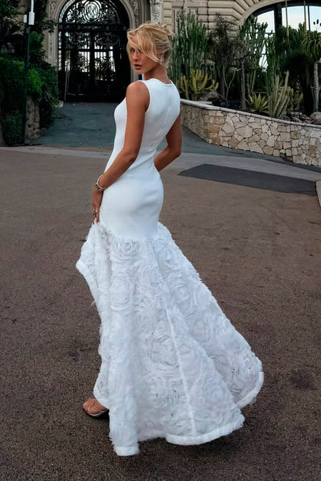VESTIDO MULLET COM BARRA EM RENDA OFF WHITE