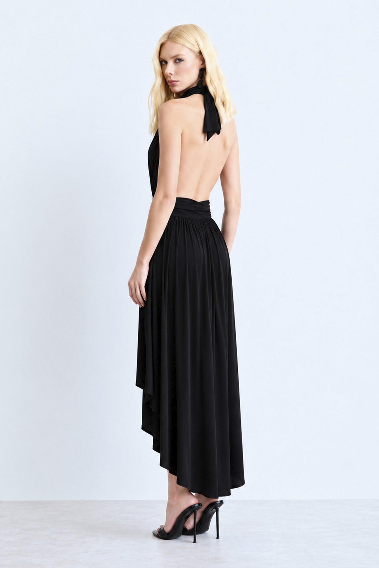 VESTIDO MULLET FRENTE UNICA  E FAIXA CINTURA PRETO