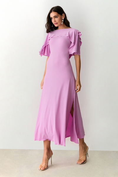 VESTIDO MIDI SOBREPOSICAO DUPLA DECOTE E COSTAS ORQUIDEA