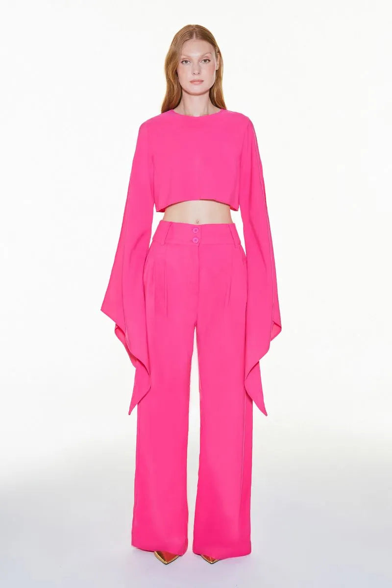 CALCA PANTALONA ALFAIATARIA COM DUAS PREGAS FRENTE PINK