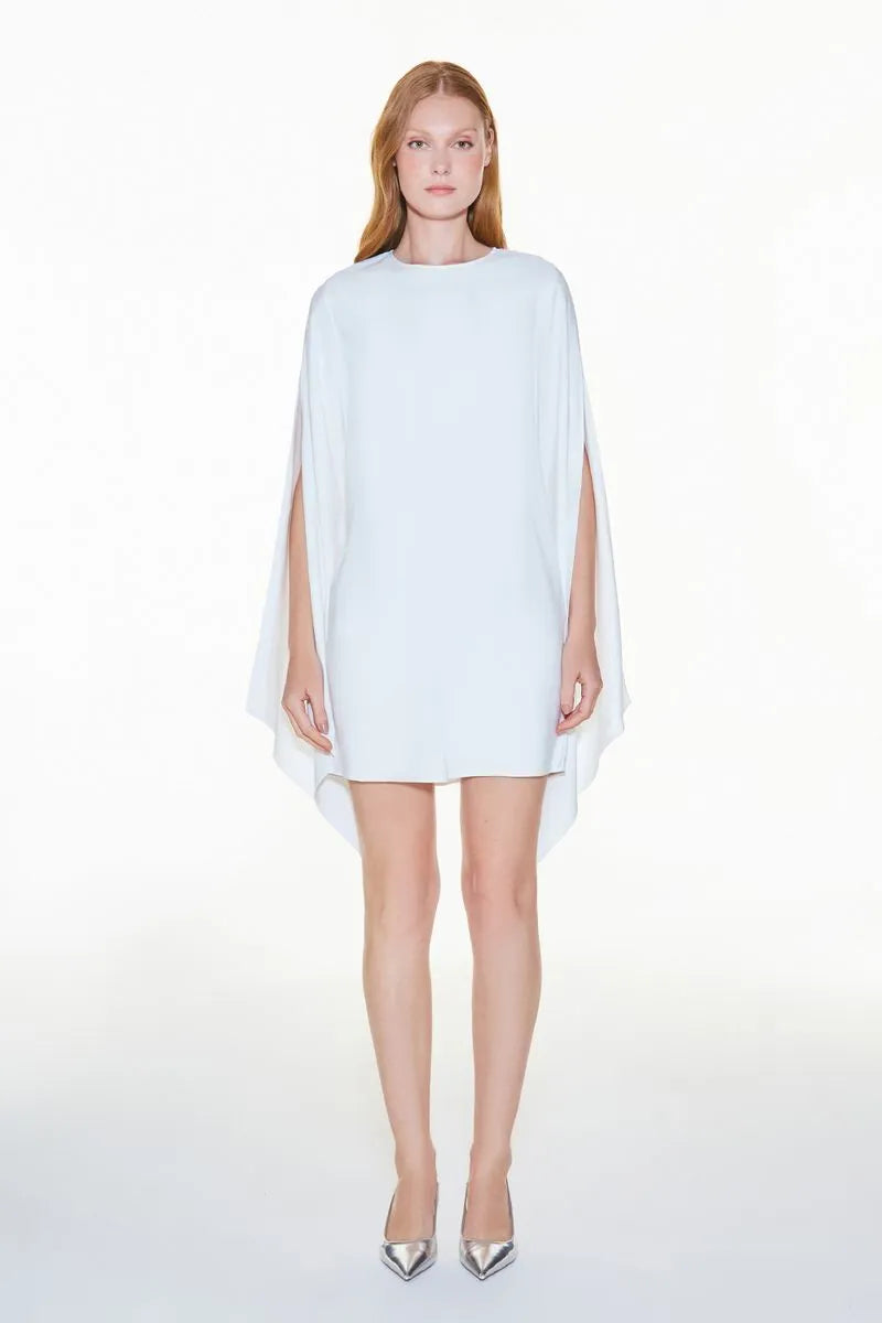 VESTIDO CURTO MANGAS FLUIDAS OFF WHITE