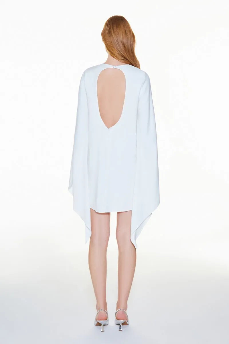 VESTIDO CURTO MANGAS FLUIDAS OFF WHITE