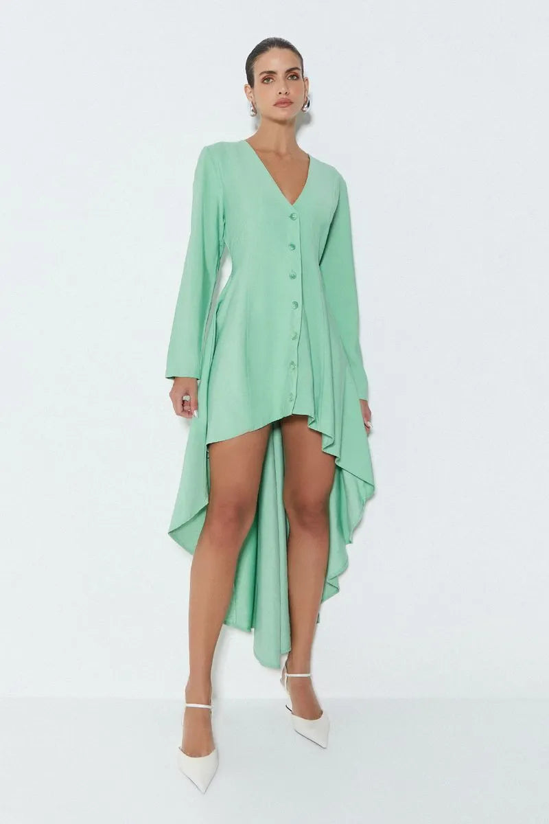 VESTIDO MULLET MANGA COMPRIDA VERDE CLARO
