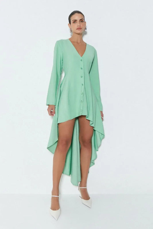 VESTIDO MULLET MANGA COMPRIDA VERDE CLARO