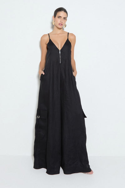 MACACAO DE ALCA FINA COM BOLSOS LATERAIS PANTALONA PRETO