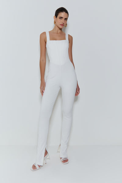 MACACAO DE ALÇA COM FRISOS NO BUSTO OFF WHITE