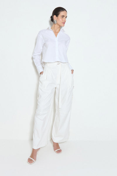 CALÇA CARGO COM CINTO E ZIPERES DE METAL OFF WHITE