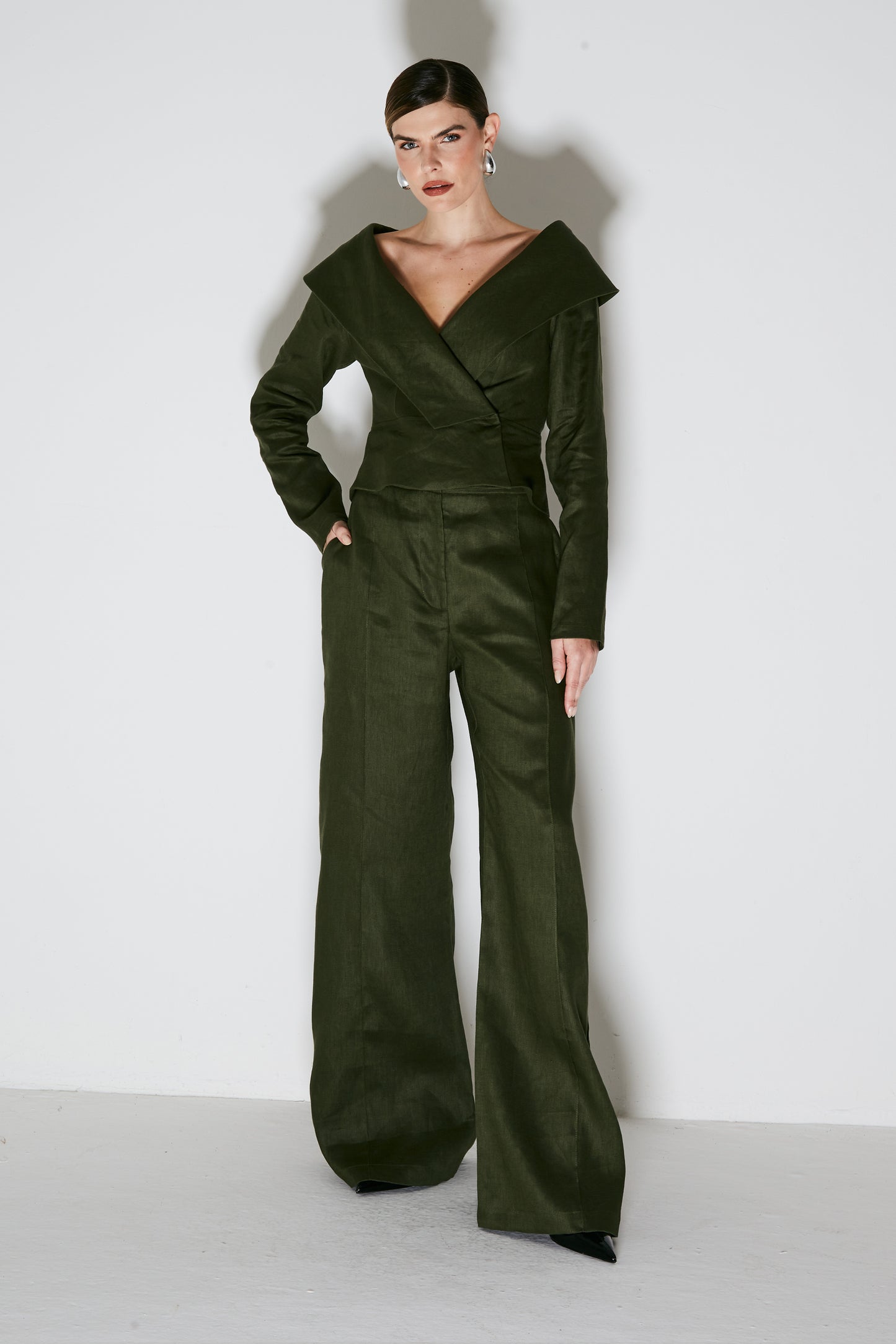 BLAZER LONGO MAXI GOLA OMBRO A OMBRO VERDE MILITAR