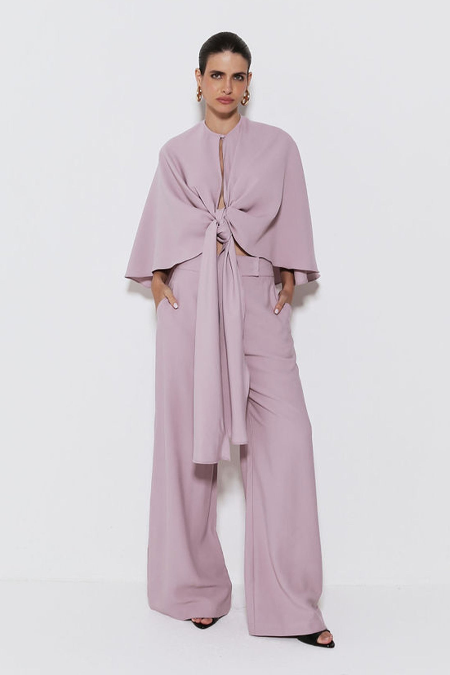 CALÇA PANTALONA ALFAIATARIA COM COS TRASNPASSADO LILAC