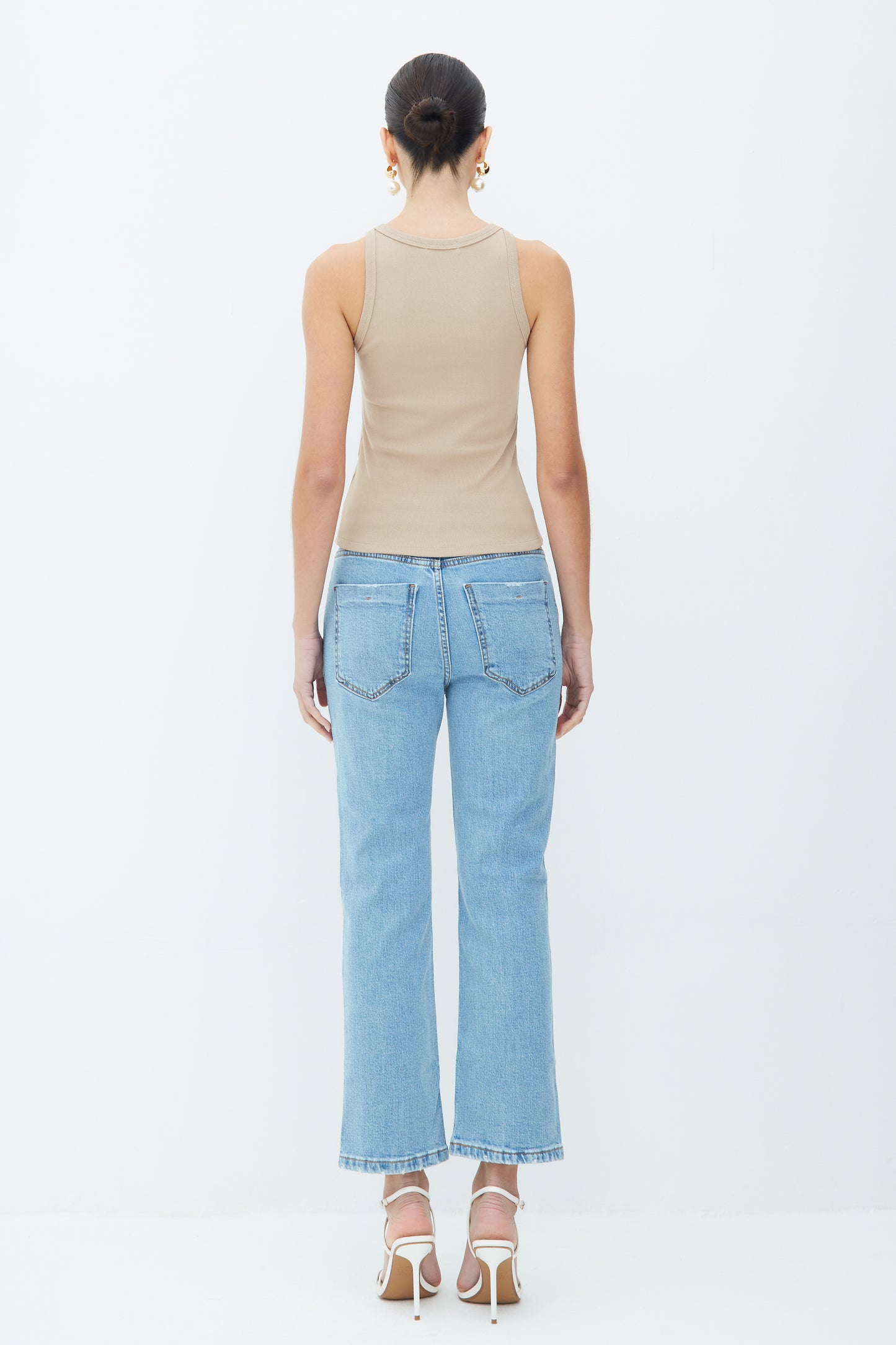 CALÇA RETA JEANS CROPPED AZUL JEANS